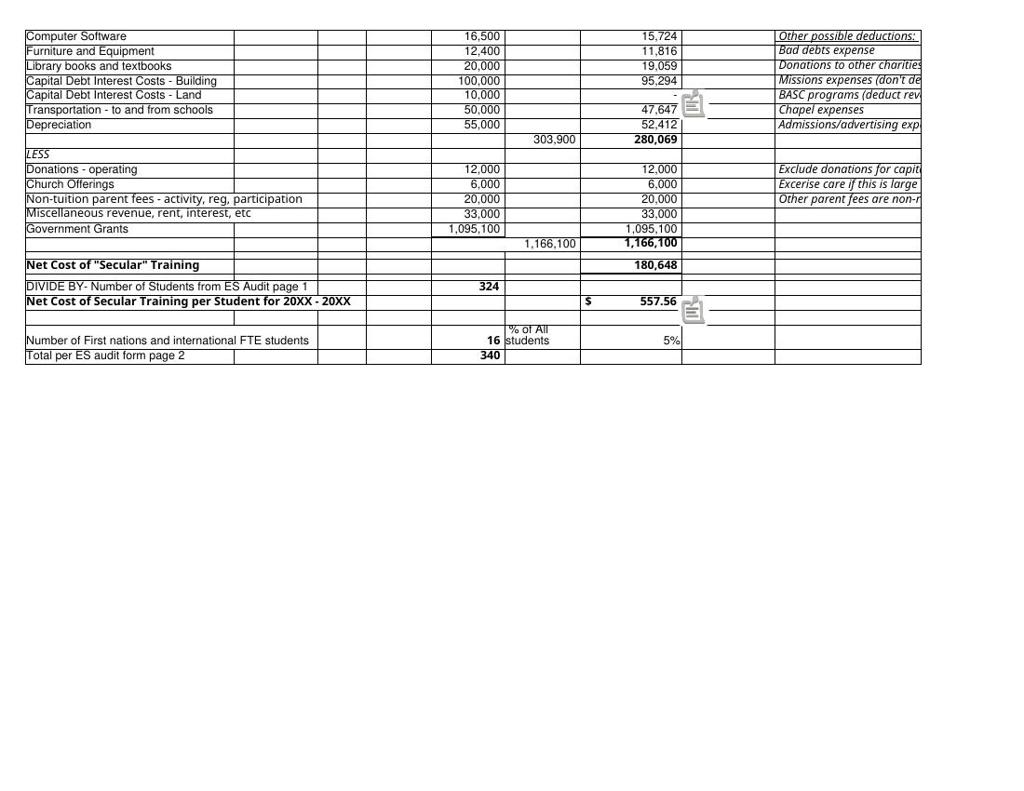 Template Secular Cost Calculations Sheet 1, 2, 3, 4